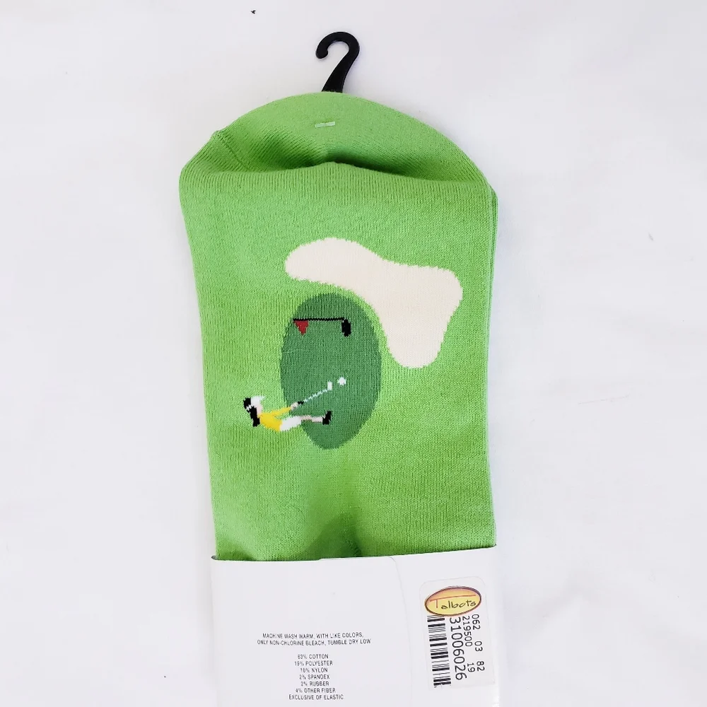 Talbots Golf Themed Active Socks Green Vintage Low Cut NEW NWT